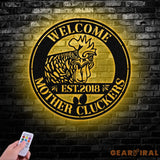 Welcome Mother Cluckers Wall Art LED Light Welcome Metal Sign Outdoor Sign Farmhouse Gift - Gearviral