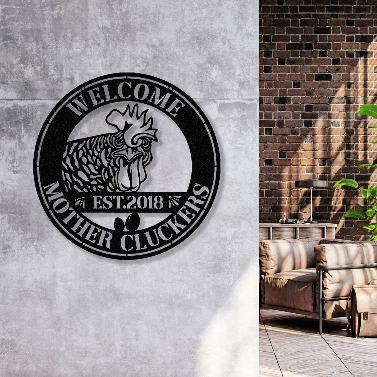 Welcome Mother Cluckers Wall Art LED Light, Welcome Metal Sign, Outdoor Sign, Farmhouse Gift - Gearviral