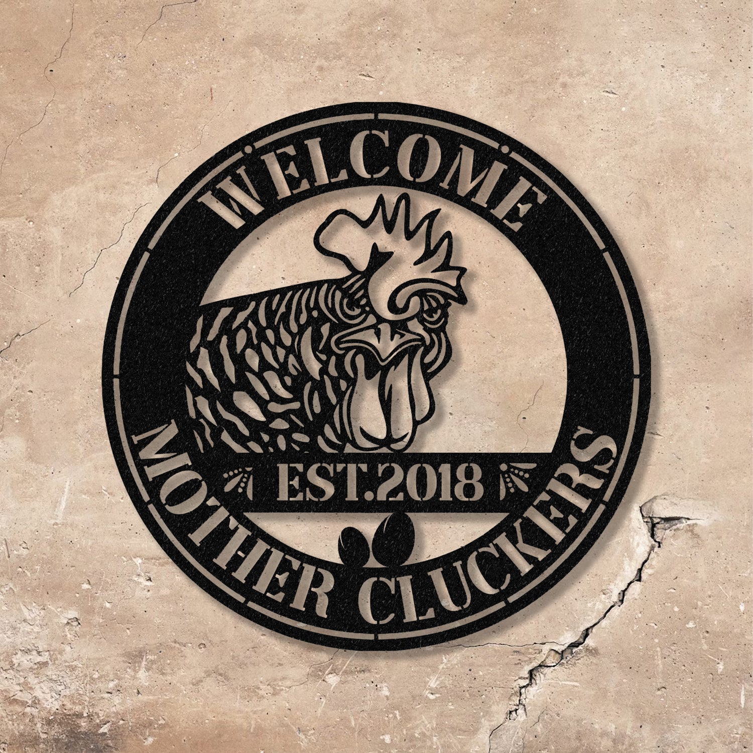 Welcome Mother Cluckers Wall Art LED Light, Welcome Metal Sign, Outdoor Sign, Farmhouse Gift - Gearviral