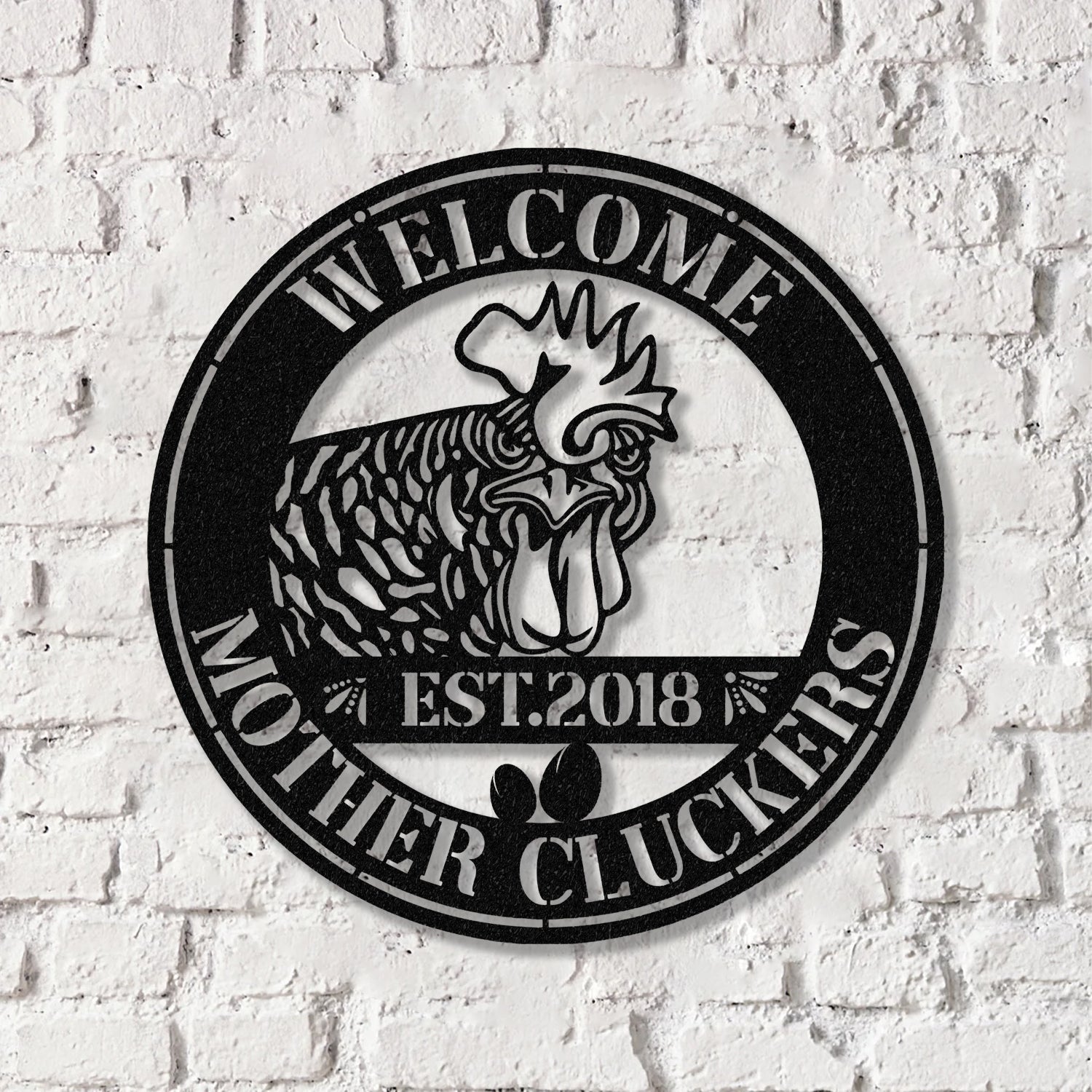 Welcome Mother Cluckers Wall Art LED Light, Welcome Metal Sign, Outdoor Sign, Farmhouse Gift - Gearviral