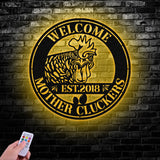 Welcome Mother Cluckers Wall Art LED Light, Welcome Metal Sign, Outdoor Sign, Farmhouse Gift - Gearviral