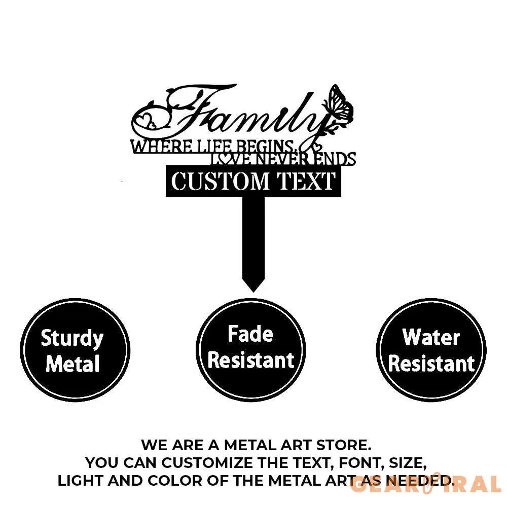 Welcome To My Family Garden Metal Stake Personalized Name Yard Sign Outdoor Door Garden Decor Metal Sign Gift for