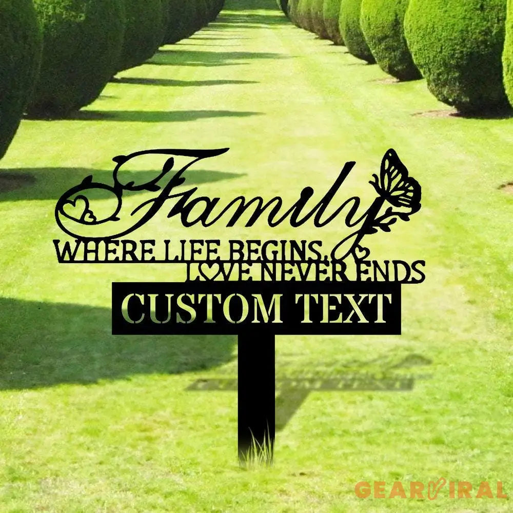 Welcome To My Family Garden Metal Stake Personalized Name Yard Sign Outdoor Door Garden Decor Metal Sign Gift for