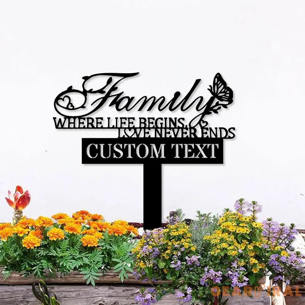 Welcome To My Family Garden Metal Stake Personalized Name Yard Sign Outdoor Door Garden Decor Metal Sign Gift for