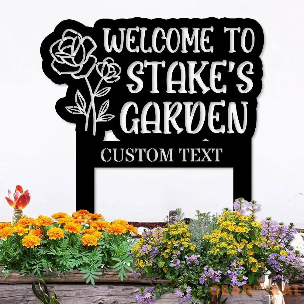Welcome To My Garden Metal Stake Personalized Family Name Yard Sign Outdoor Door Garden Decor Garden Art Gift for