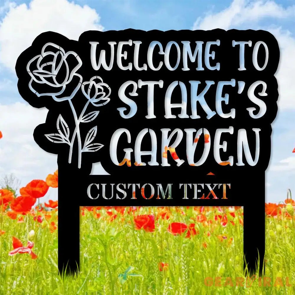 Welcome To My Garden Metal Stake Personalized Family Name Yard Sign Outdoor Door Garden Decor Garden Art Gift for