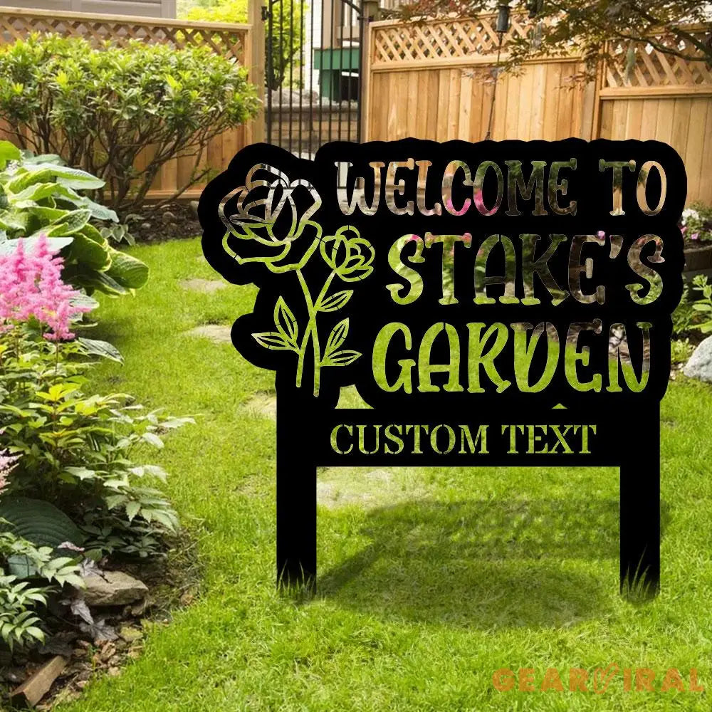 Welcome To My Garden Metal Stake Personalized Family Name Yard Sign Outdoor Door Garden Decor Garden Art Gift for