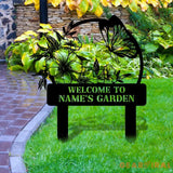 Welcome To My Garden Sign Personalized Bufterfly Garden Stake Metal Garden Sign Gardener Name Sign Gardener Gift
