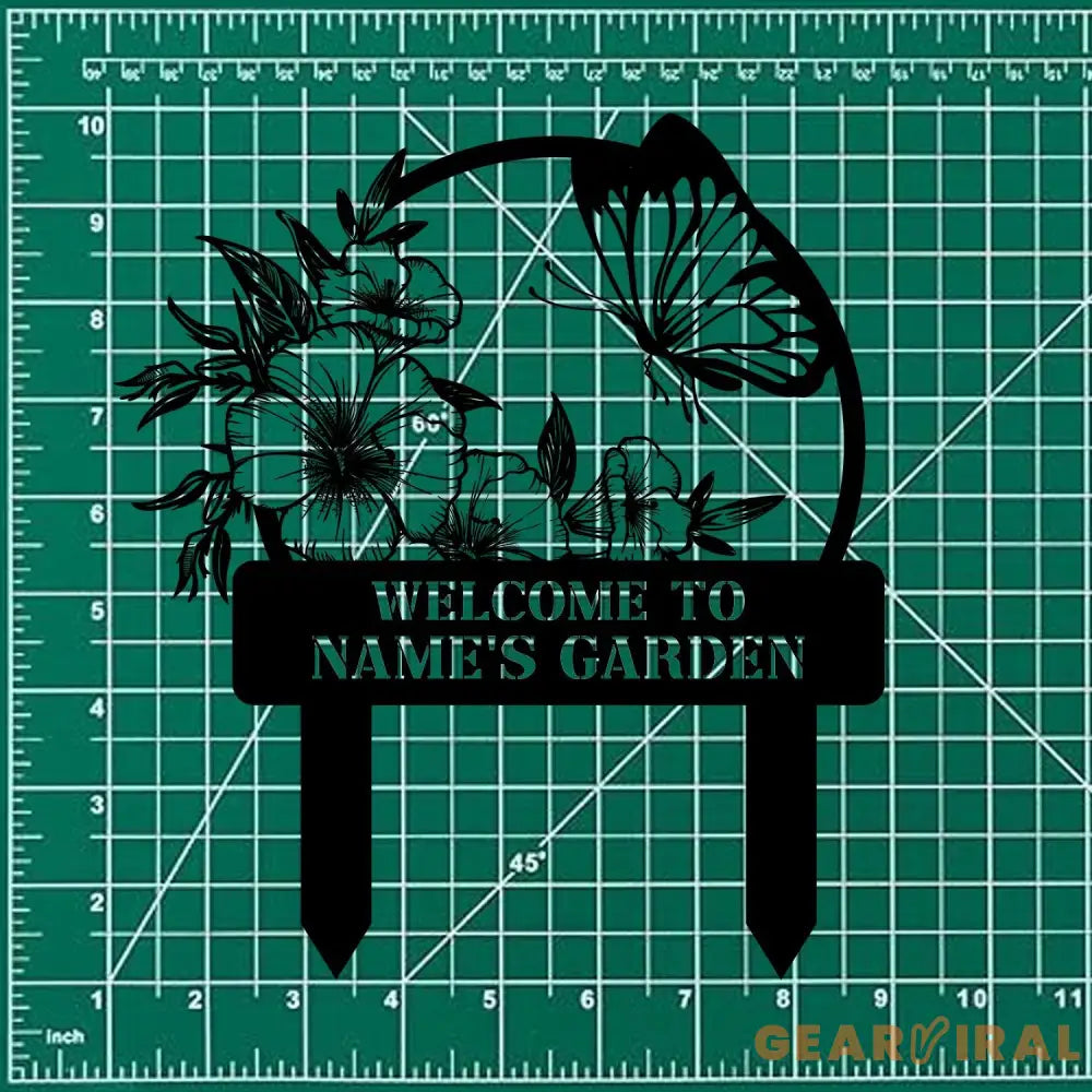 Welcome To My Garden Sign Personalized Bufterfly Garden Stake Metal Garden Sign Gardener Name Sign Gardener Gift