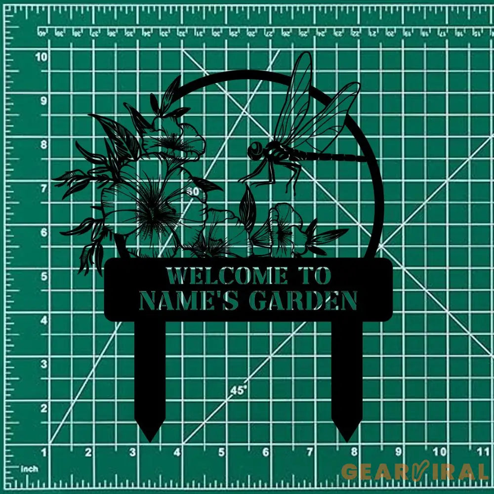 Welcome To My Garden Sign Personalized Dragonfly Garden Stake Metal Garden Sign Gardener Name Sign Gardener Gift