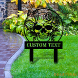 Welcome to our Garden Custom Skull Metal Stake - Garden Decor - Garden Metal Sign With Love - Personalize Garden Metal
