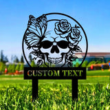 Welcome to our Garden Custom Skull Metal Stake - Garden Decor - Garden Metal Sign With Love - Personalize Garden Metal