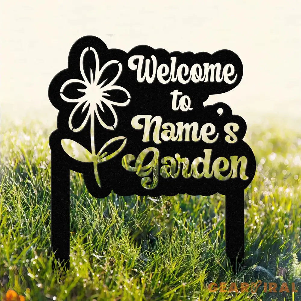 Welcome to our Garden Metal Sign Flower Sign with Stakes Outdoor Metal Sign Metal Yard Art Housewarming Gift Garden