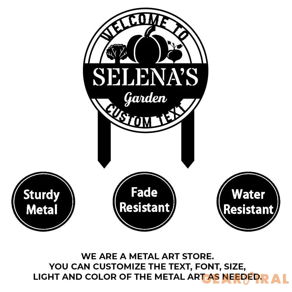 Welcome to our Garden Metal Sign Flower Sign with Stakes Outdoor Metal Sign Metal Yard Art Housewarming Gift Garden