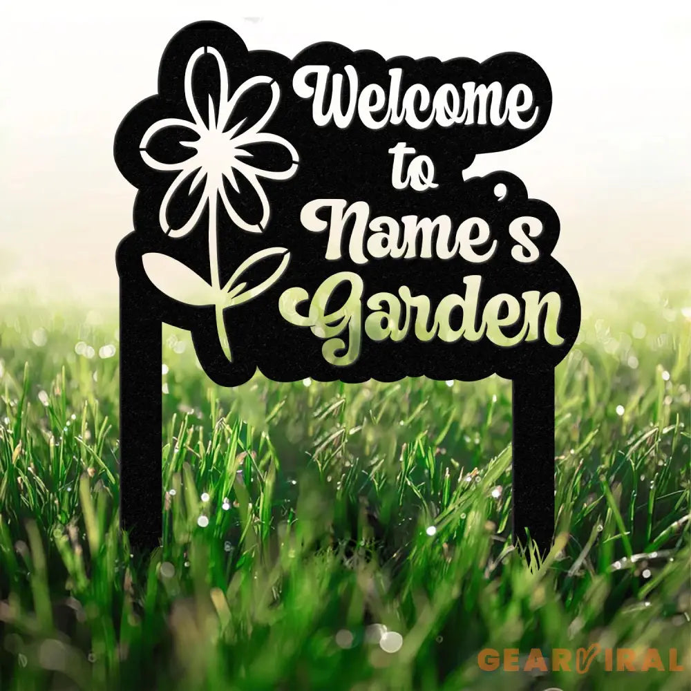Welcome to our Garden Metal Sign Flower Sign with Stakes Outdoor Metal Sign Metal Yard Art Housewarming Gift Garden