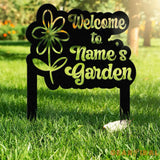 Welcome to our Garden Metal Sign Flower Sign with Stakes Outdoor Metal Sign Metal Yard Art Housewarming Gift Garden