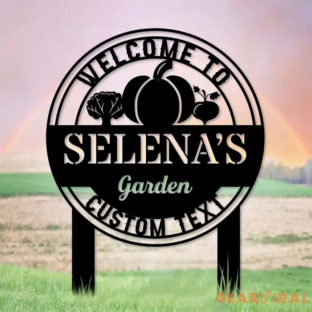 Welcome to our Garden Metal Sign Flower Sign with Stakes Outdoor Metal Sign Metal Yard Art Housewarming Gift Garden