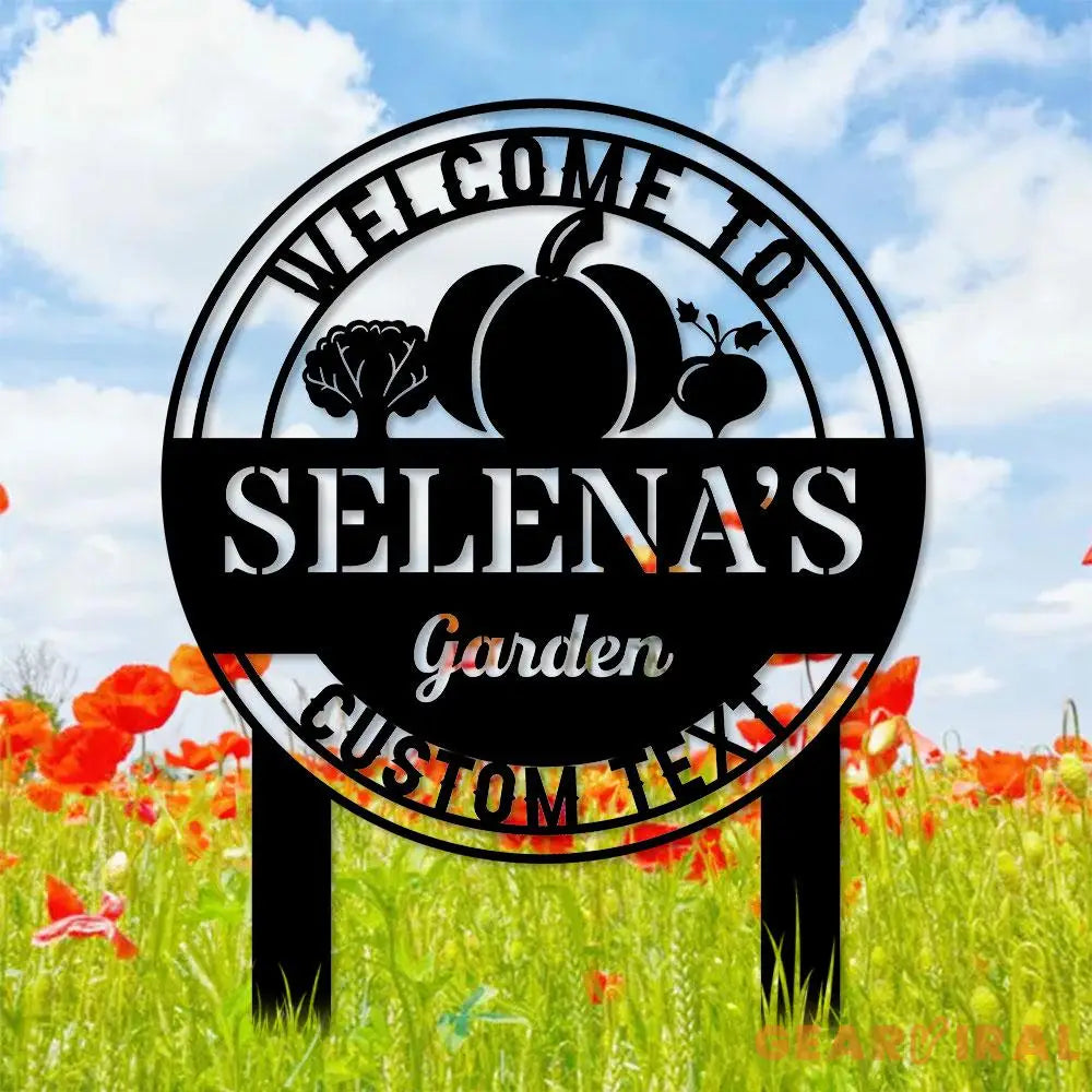 Welcome to our Garden Metal Sign Flower Sign with Stakes Outdoor Metal Sign Metal Yard Art Housewarming Gift Garden