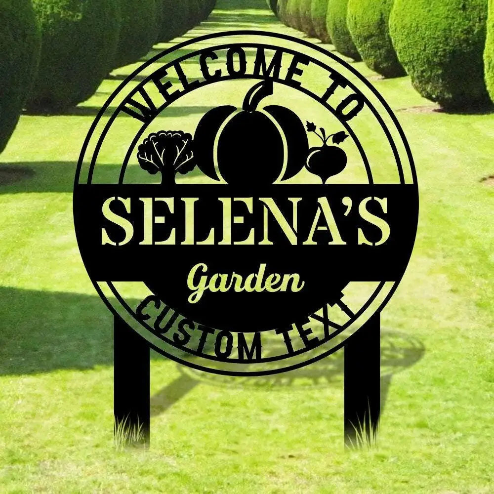 Welcome to our Garden Metal Sign Flower Sign with Stakes Outdoor Metal Sign Metal Yard Art Housewarming Gift Garden
