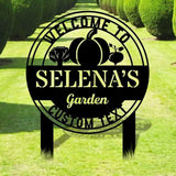 Welcome to our Garden Metal Sign Flower Sign with Stakes Outdoor Metal Sign Metal Yard Art Housewarming Gift Garden