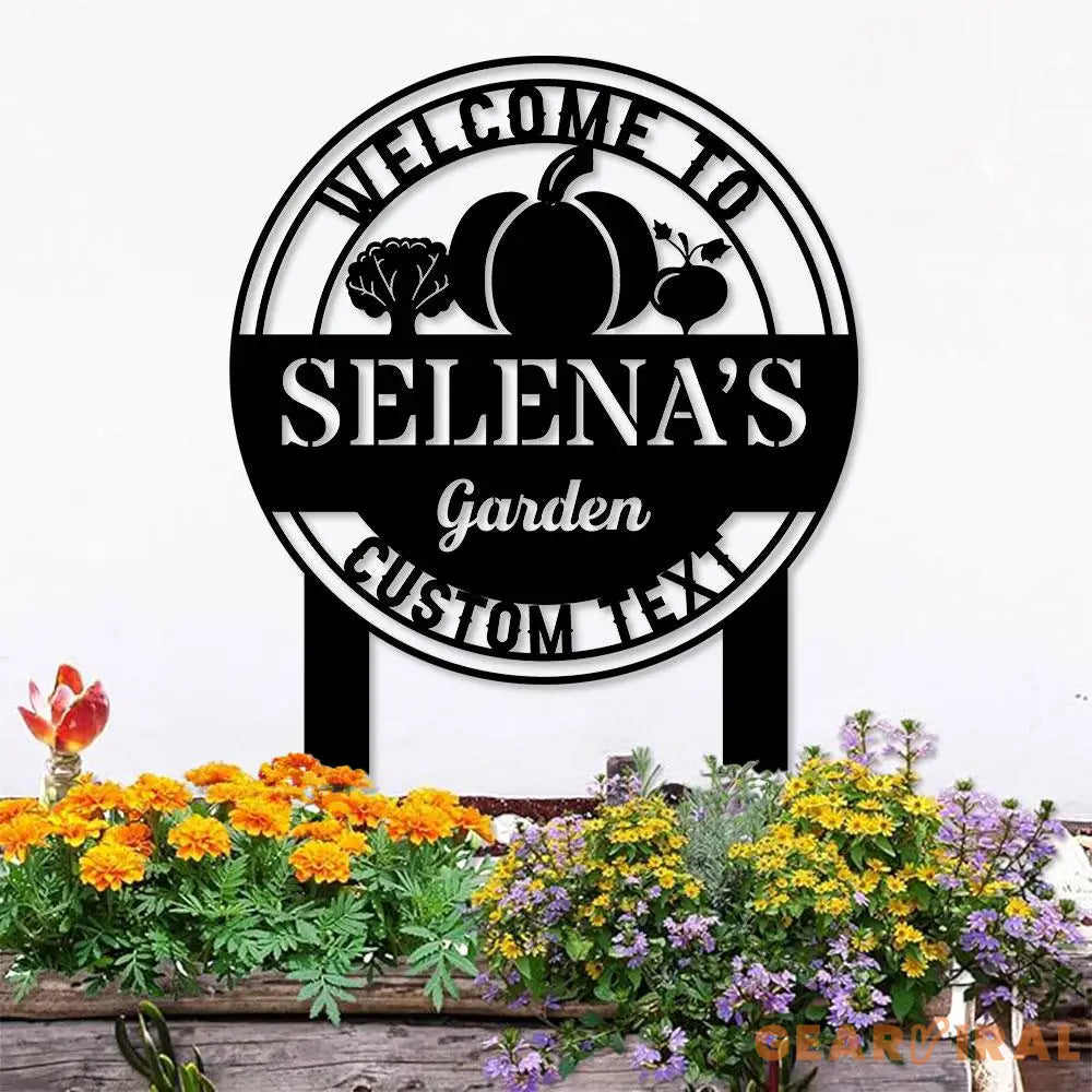 Welcome to our Garden Metal Sign Flower Sign with Stakes Outdoor Metal Sign Metal Yard Art Housewarming Gift Garden