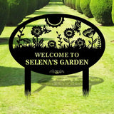 Welcome To Our Garden Metal Stake Metal Sign Custom Garden Name Metal Yard Sign Personalized Metal Gardening Nature