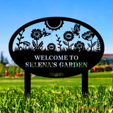 Welcome To Our Garden Metal Stake Metal Sign Custom Garden Name Metal Yard Sign Personalized Metal Gardening Nature