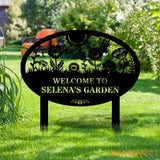 Welcome To Our Garden Metal Stake Metal Sign Custom Garden Name Metal Yard Sign Personalized Metal Gardening Nature