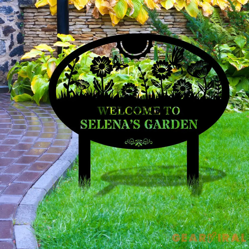 Welcome To Our Garden Metal Stake Metal Sign Custom Garden Name Metal Yard Sign Personalized Metal Gardening Nature