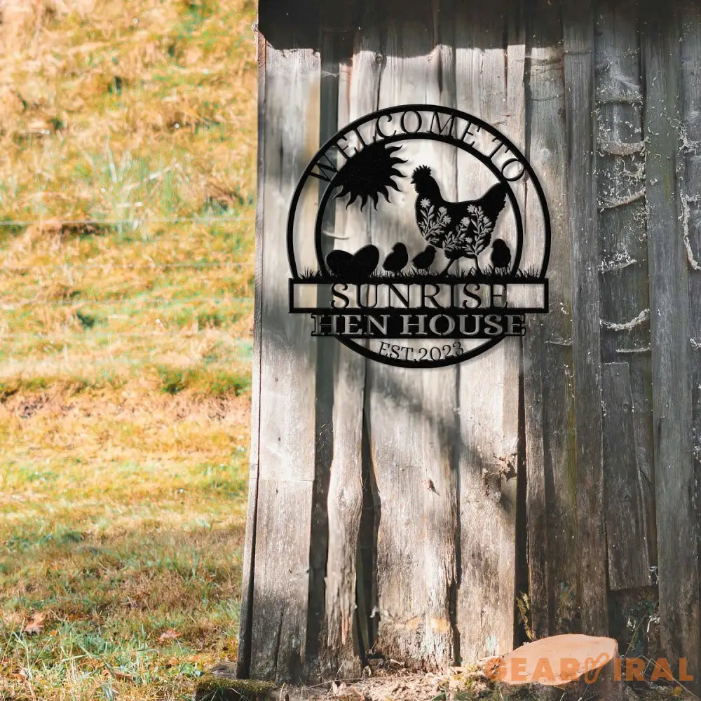 Welcome To Sunrise Hen House Sign Personalized Chicken Farm Sign Family Name Metal Sign for Farm House Our Little Coop
