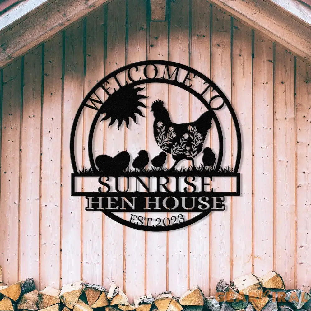 Welcome To Sunrise Hen House Sign Personalized Chicken Farm Sign Family Name Metal Sign for Farm House Our Little Coop