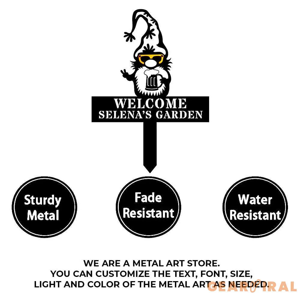 Welome Garden Gnomes Gartenschilder Garden Metal Stake Personalized Family Name Yard Sign Outdoor Door Garden Decor