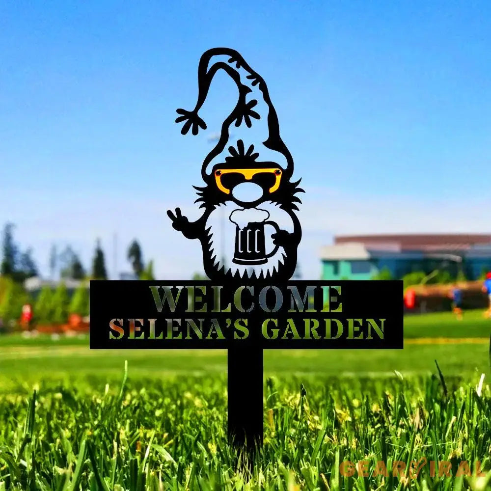 Welome Garden Gnomes Gartenschilder Garden Metal Stake Personalized Family Name Yard Sign Outdoor Door Garden Decor