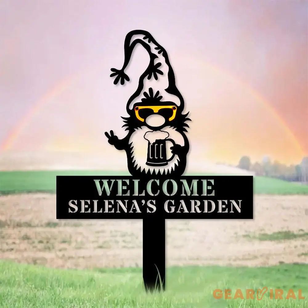 Welome Garden Gnomes Gartenschilder Garden Metal Stake Personalized Family Name Yard Sign Outdoor Door Garden Decor