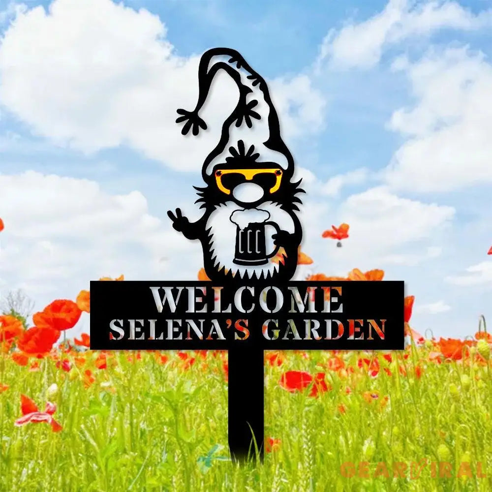 Welome Garden Gnomes Gartenschilder Garden Metal Stake Personalized Family Name Yard Sign Outdoor Door Garden Decor