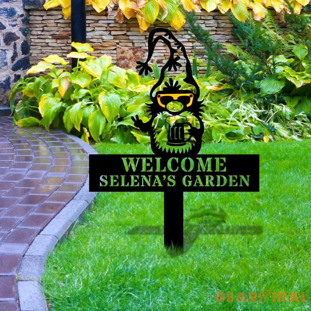 Welome Garden Gnomes Gartenschilder Garden Metal Stake Personalized Family Name Yard Sign Outdoor Door Garden Decor