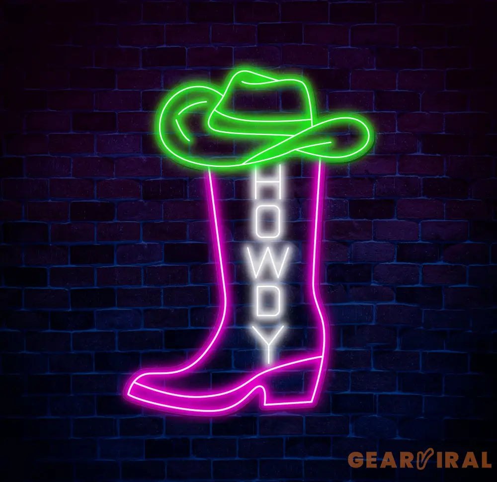Western Cowboy Boot Neon Sign Custom Howdy LED Light Rustic Country Bar Wall Decor Personalized Neon Art for Western