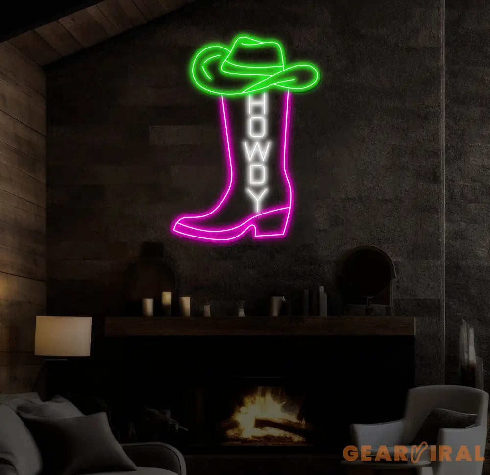 Western Cowboy Boot Neon Sign Custom Howdy LED Light Rustic Country Bar Wall Decor Personalized Neon Art for Western