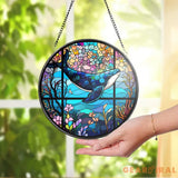 Whale Stained Glass Whale SunCatcher Ocean Art Light Catcher Window Hanging Home Decoration Gifts for Ocean Lover Sea
