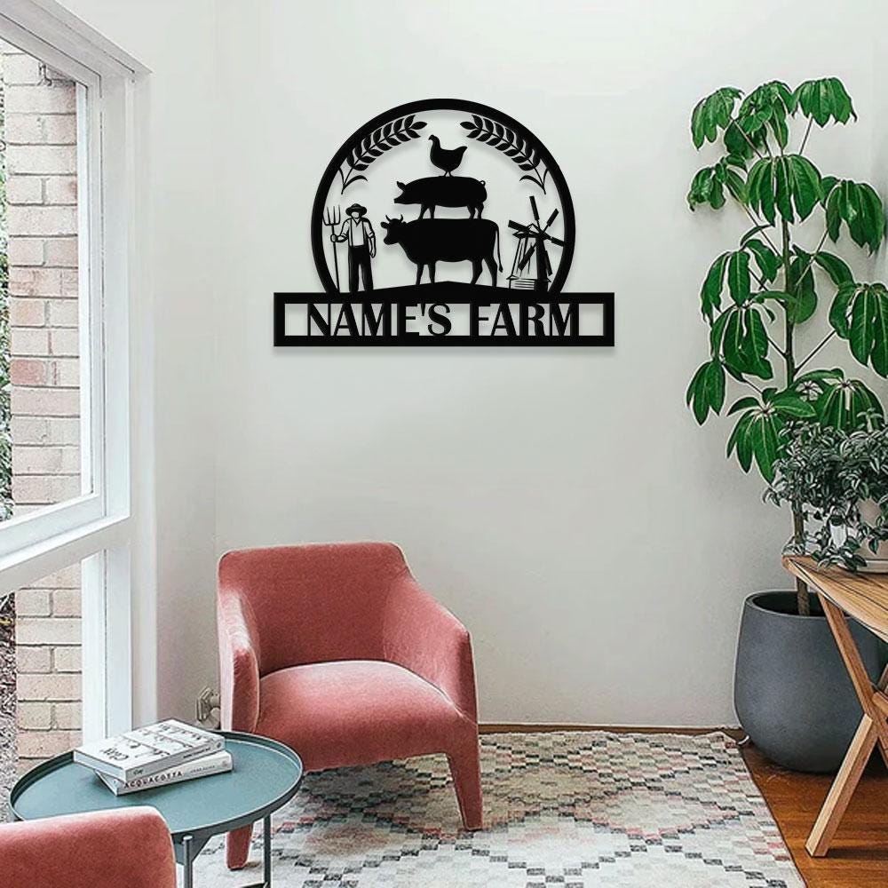 Wheat Field Our Farm Metal Sign - Wall Art Decor - Personalize Farm Home Sign - Metal Farm Family Name - Garden Decor, Housewarming