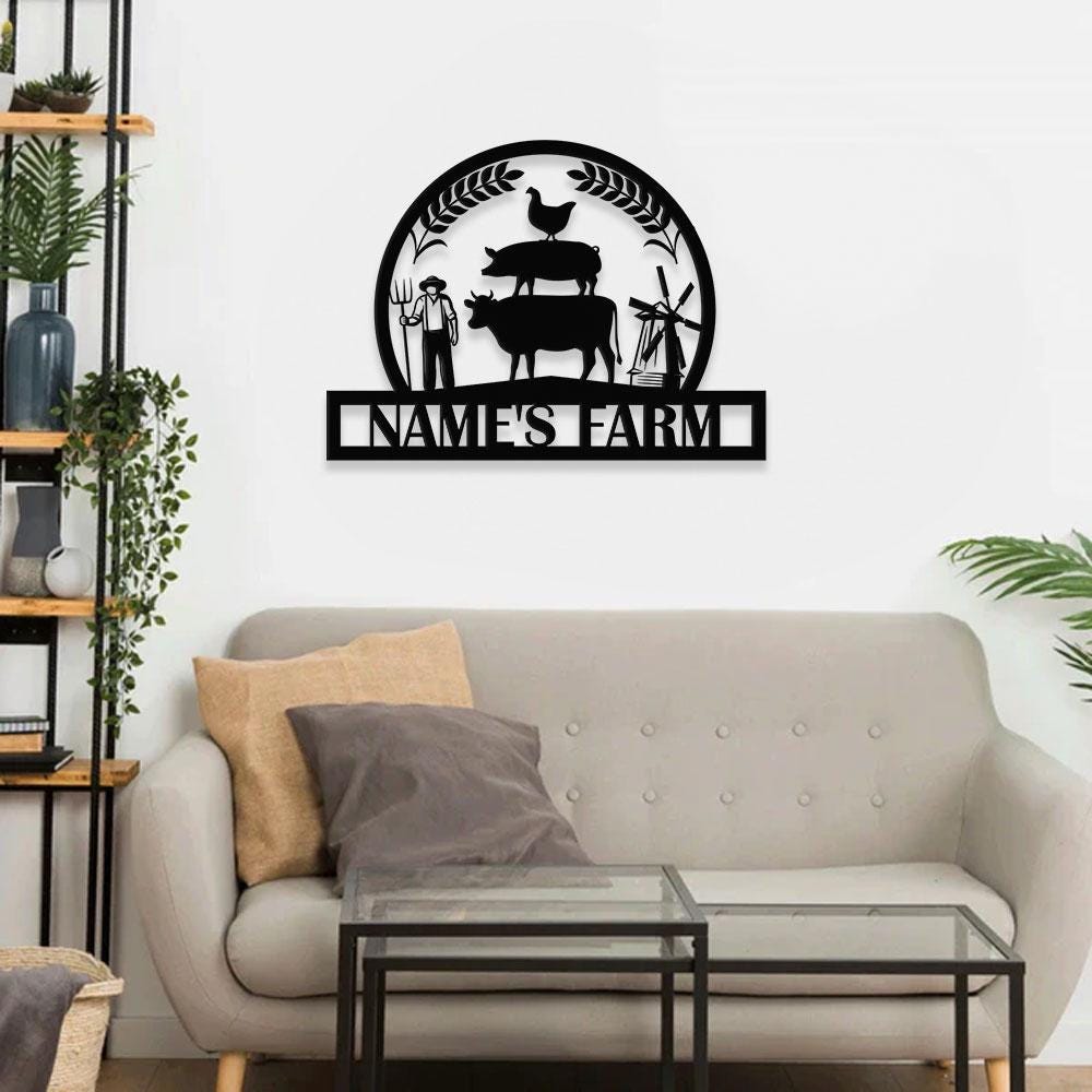 Wheat Field Our Farm Metal Sign - Wall Art Decor - Personalize Farm Home Sign - Metal Farm Family Name - Garden Decor, Housewarming