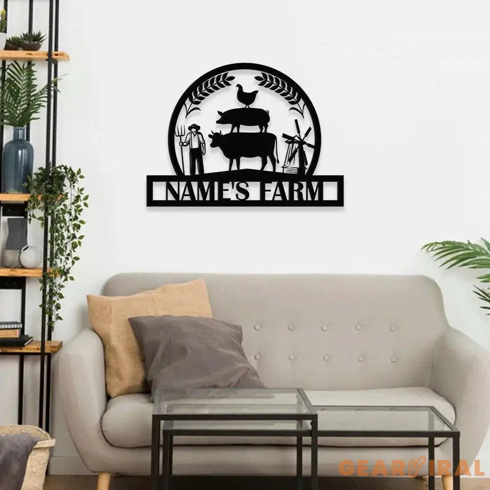 Wheat Field Our Farm Metal Sign - Wall Art Decor - Personalize Farm Home Sign - Metal Farm Family Name - Garden Decor