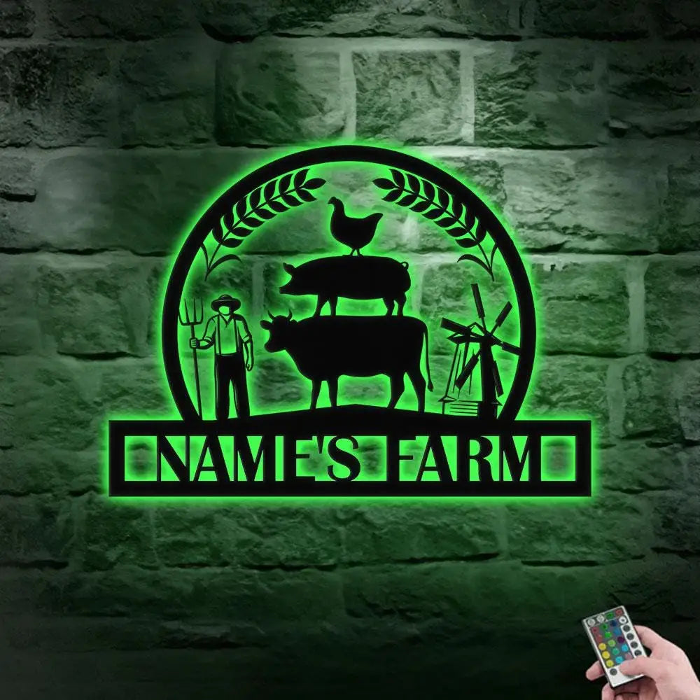 Wheat Field Our Farm Metal Sign - Wall Art Decor - Personalize Farm Home Sign - Metal Farm Family Name - Garden Decor