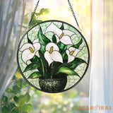 White Lily Flower Glass Suncatcher Elegant Floral Window Hanging Gift for Mom Garden Lover Gift Nature-Inspired Lily
