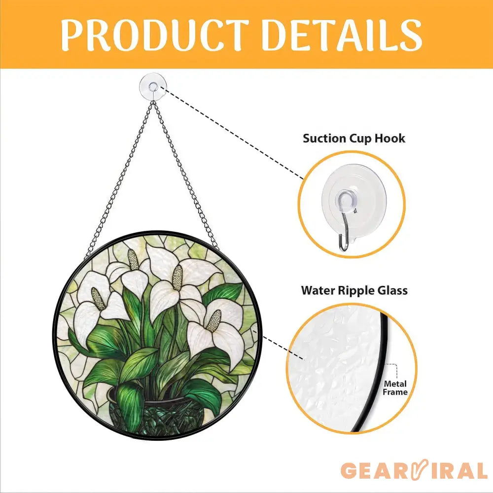 White Lily Flower Glass Suncatcher Elegant Floral Window Hanging Gift for Mom or Gardeners Nature-Inspired Lily Decor