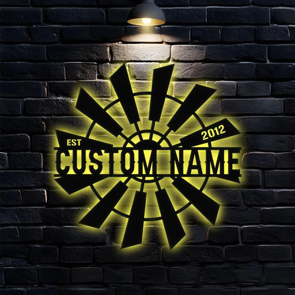 Wild Mill Family Name Metal Sign with LED Lights Personalized Family Name Metal Sign Family Wall Decor Wall Art