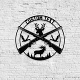 Wildernes Hunter Metal Sign, Personalized Family Name Led Metal Sign, Outdoor Door Decor, Hunting Wall Art, Perfect Gift for Housewarming
