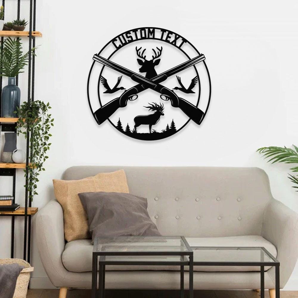 Wildernes Hunter Metal Sign, Personalized Family Name Led Metal Sign, Outdoor Door Decor, Hunting Wall Art, Perfect Gift for Housewarming