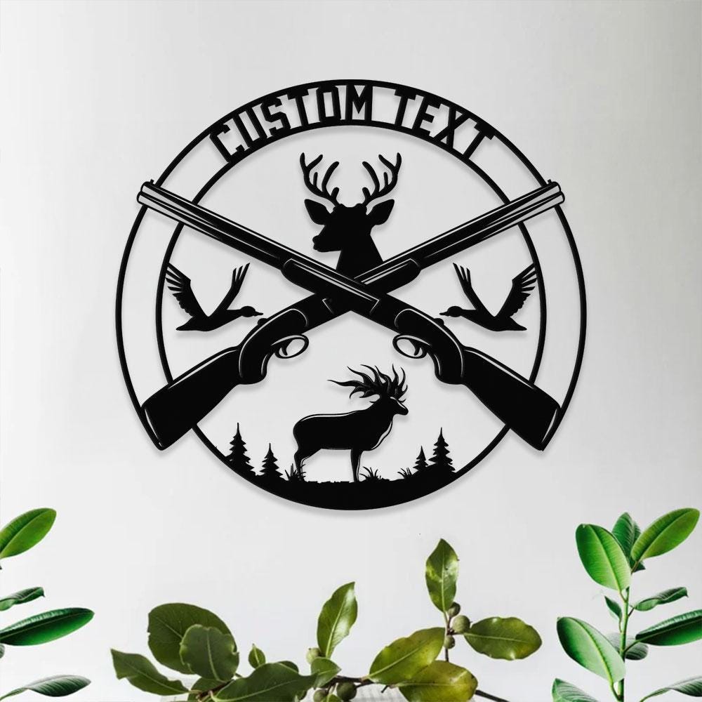 Wildernes Hunter Metal Sign, Personalized Family Name Led Metal Sign, Outdoor Door Decor, Hunting Wall Art, Perfect Gift for Housewarming