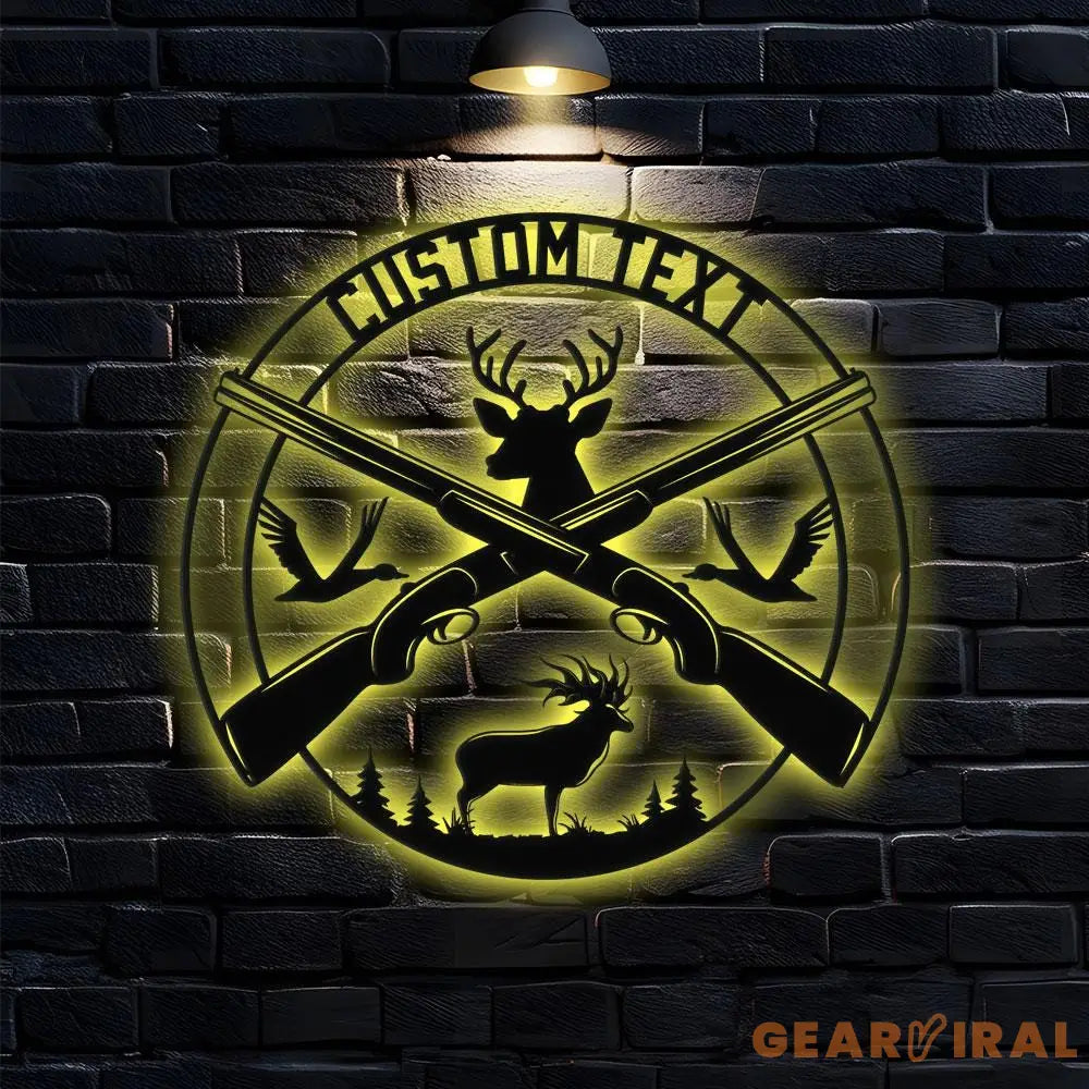 Wildernes Hunter Metal Sign Personalized Family Name Led Metal Sign Outdoor Door Decor Hunting Wall Art Perfect Gift